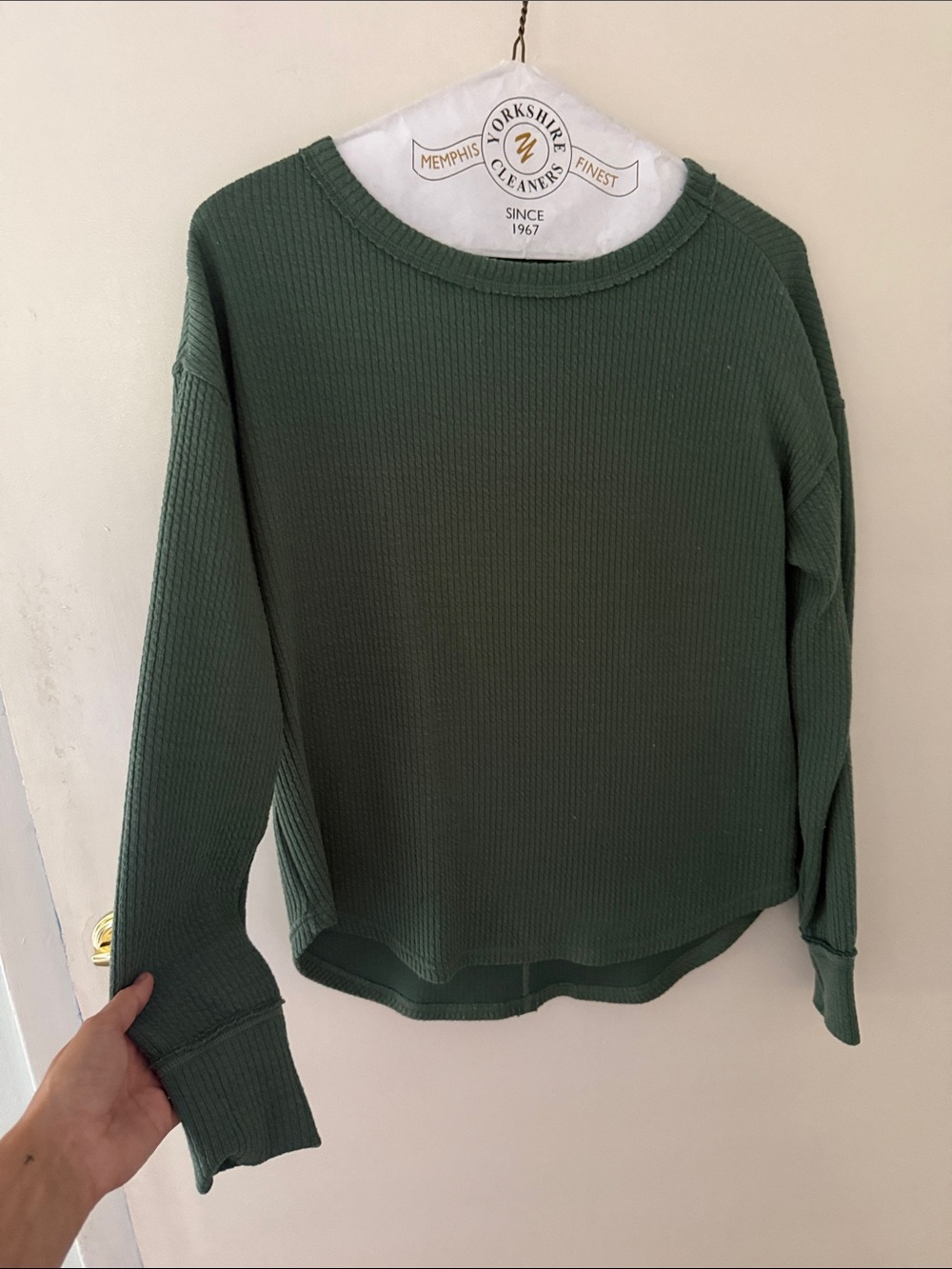Magellan Outdoors Forest Green Waffle Knit Crewneck